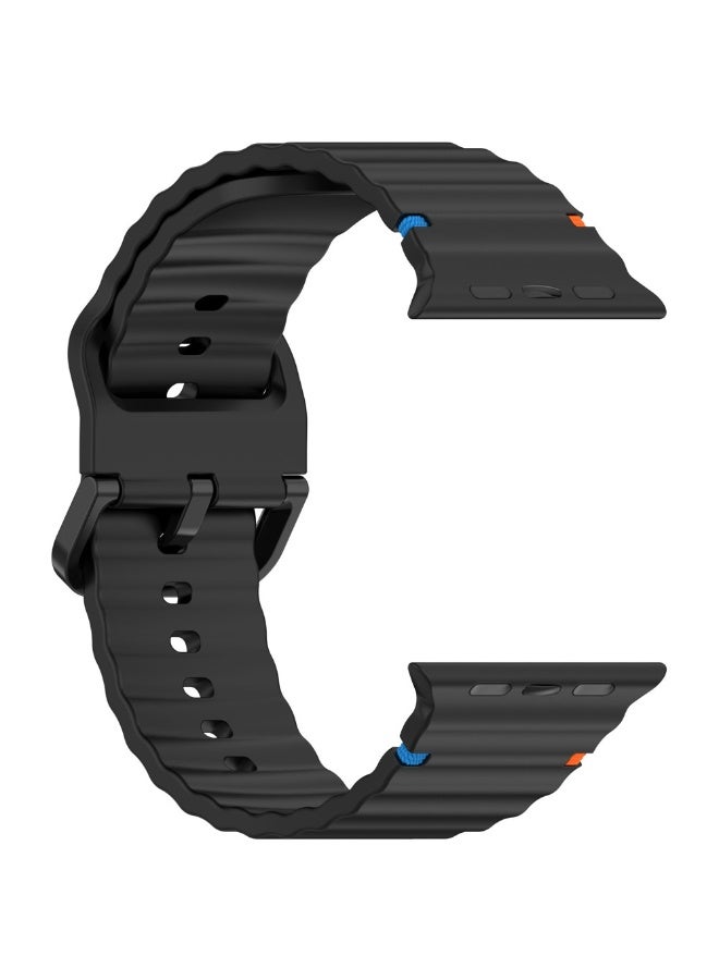 Silicone Buckle Band Strap For Apple Watch Ultra Strap 49mm 46mm 45mm 44mm 42mm / iWatch Ultra Ultra 2 Series 10 9 8 7 6 5 4 3 2 1 SE (Black) - Image 2